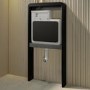 Matt Black Back To Wall Smart Bidet Japanese Toilet With Black Glass Cabinet, Frame, Cistern & Pneumatic Dual Flush Button - Purificare