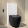 Matt Black Back To Wall Smart Bidet Japanese Toilet With White Glass Cabinet, Frame, Cistern & Pneumatic Dual Flush Button - Purificare