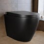 Matt Black Back To Wall Smart Bidet Japanese Toilet With White Glass Cabinet, Frame, Cistern & Pneumatic Dual Flush Button - Purificare