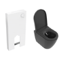 Matt Black Back To Wall Smart Bidet Japanese Toilet With White Glass Cabinet, Frame, Cistern & Pneumatic Dual Flush Button - Purificare