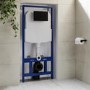 Matt Black Wall Hung Smart Bidet Japanese Toilet & 1160mm Frame Cistern and Matt Black Mechanical Flush Plate - Purificare
