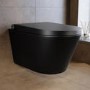 Matt Black Wall Hung Smart Bidet Japanese Toilet & 1160mm Frame Cistern with Black Glass Sensor Pneumatic Flush Plate - Purificare