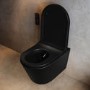 Matt Black Wall Hung Smart Bidet Japanese Toilet & 1160mm Frame Cistern with Black Glass Sensor Pneumatic Flush Plate - Purificare
