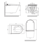 Matt Black Wall Hung Smart Bidet Japanese Toilet & 1160mm Frame Cistern with Black Glass Sensor Pneumatic Flush Plate - Purificare