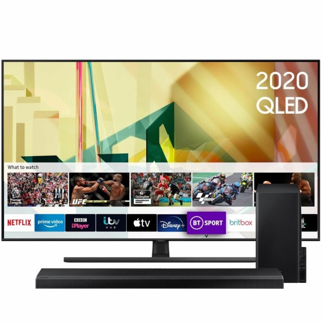 Samsung QE85Q70TATXXU 85" 4K Ultra HD Smart QLED TV with Soundbar and Subwoofer
