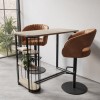 Industrial Bar Table Set with 2 Tan Faux Leather Adjustable Bar Stools - Quinn
