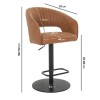 Industrial Bar Table Set with 2 Tan Faux Leather Adjustable Bar Stools - Quinn