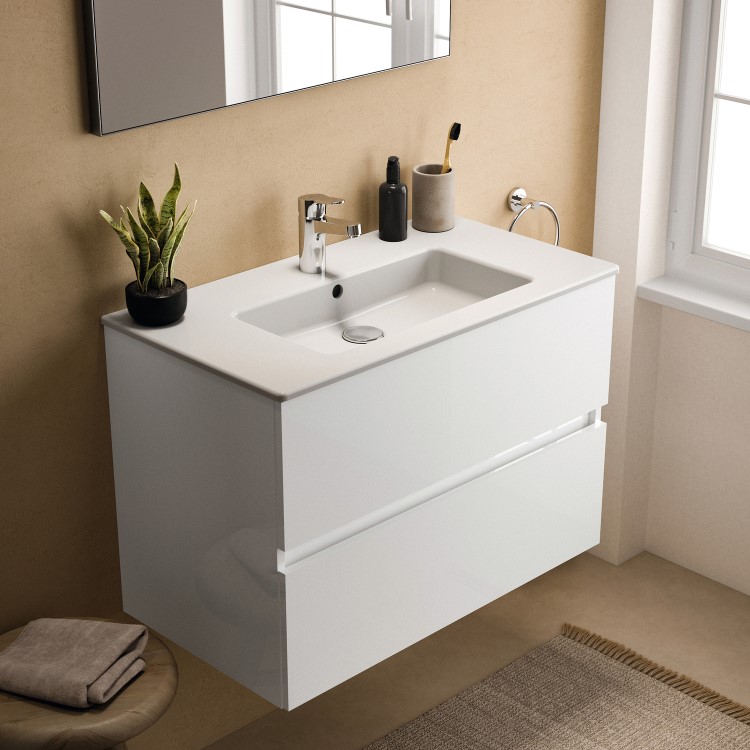 800mm Ideal Standard Eurovit+ White Wall Hung Vanity Unit with Basin