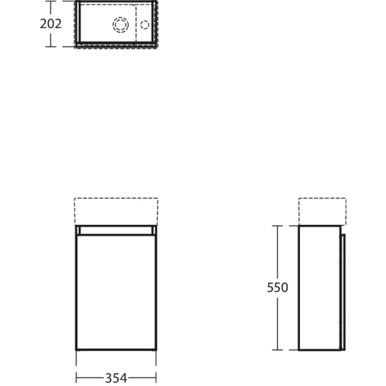 350mm Ideal Standard Eurovit+ White Right-Hand Wall Hung Vanity Unit with Basin