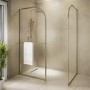 1400x900mm Brushed Brass Curved Glass Wet Room Shower Screen Enclosure with Towel Rail- Raya