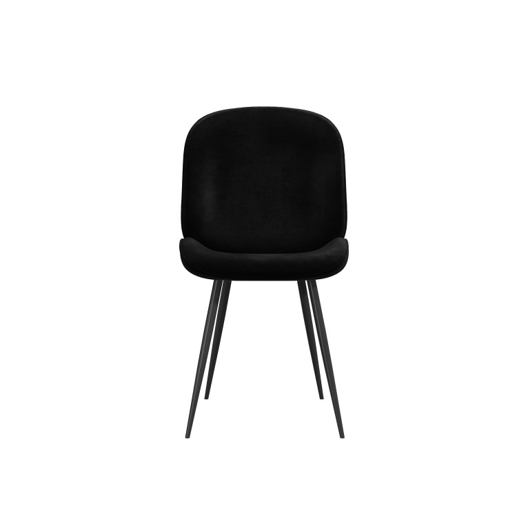 White Gloss Dining Table with 8 Black Velvet Dining Chairs - Rochelle