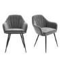 White Gloss Dining Table with 6 Logan Grey Velvet Dining Tub Chairs - Rochelle