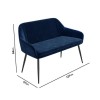 White Gloss Dining Table Set with 2 Navy Velvet Chairs and 1 Bench - Seats 4 - Rochelle