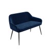 White Gloss Dining Table Set with 2 Navy Velvet Chairs and 1 Bench - Seats 4 - Rochelle