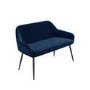White Gloss Dining Table Set with 2 Navy Velvet Chairs and 1 Bench - Seats 4 - Rochelle