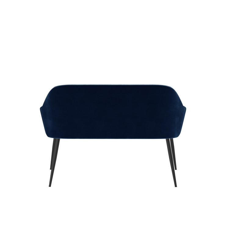White Gloss Dining Table Set with 2 Navy Velvet Chairs and 1 Bench - Seats 4 - Rochelle