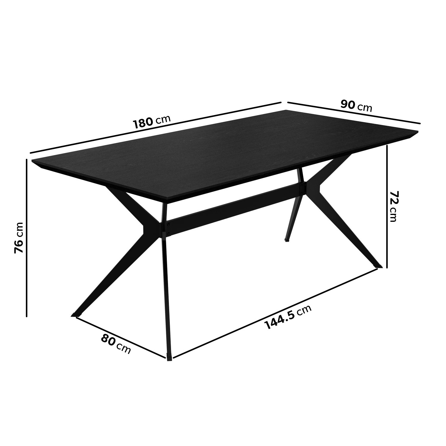 Oak and black shop metal dining table