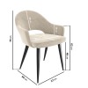 Black Oak Dining Table Set with 6 Beige Fabric Chairs - Seats 6 - Rochelle