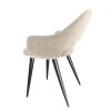Black Oak Dining Table Set with 6 Beige Fabric Chairs - Seats 6 - Rochelle