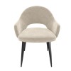 Black Oak Dining Table Set with 6 Beige Fabric Chairs - Seats 6 - Rochelle