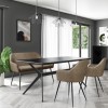 Black Oak Dining Table Set with 2 Beige Faux Leather Chairs &amp; 1 Bench - Seats 4 - Rochelle
