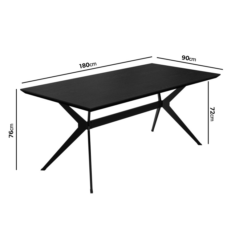 Black Dining Table with 6 Mustard Fabric Dining Chairs - Rochelle