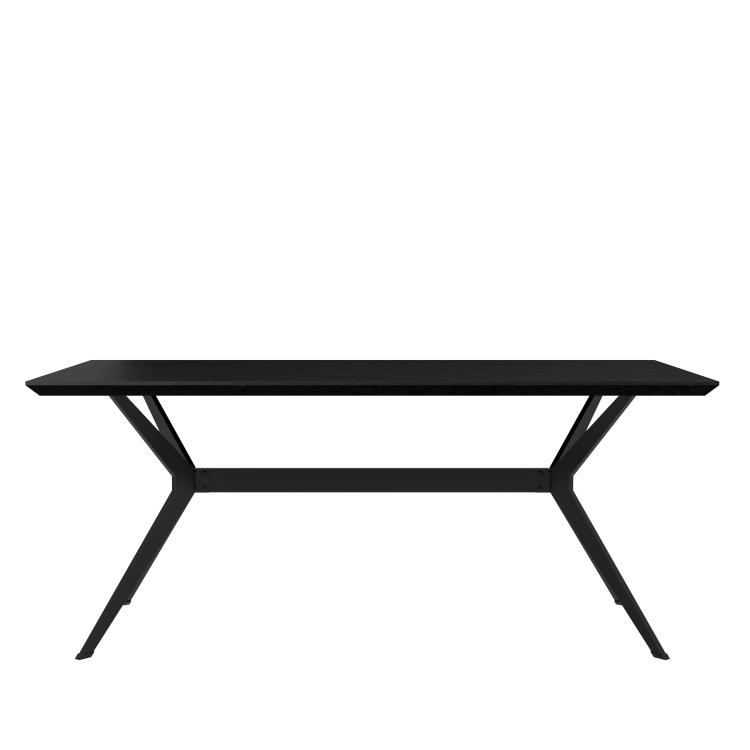 Black Dining Table with 6 Mustard Fabric Dining Chairs - Rochelle