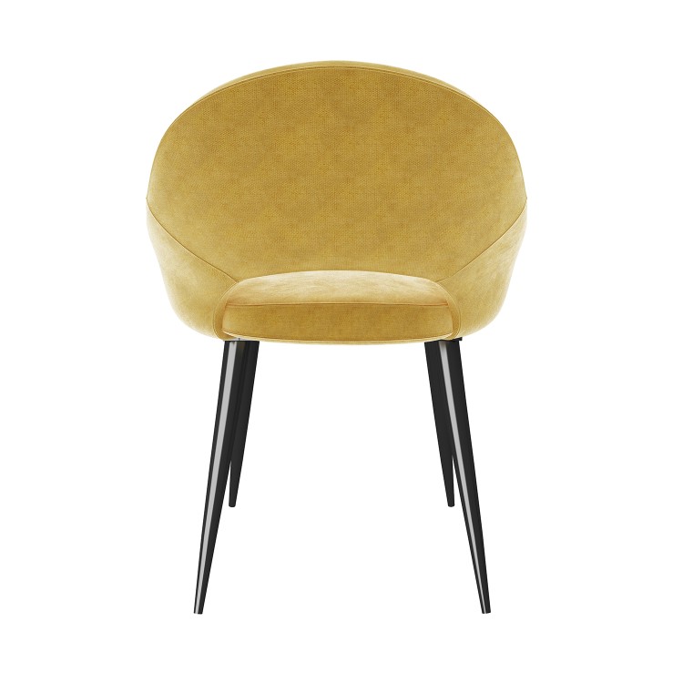 Black Dining Table with 6 Mustard Fabric Dining Chairs - Rochelle