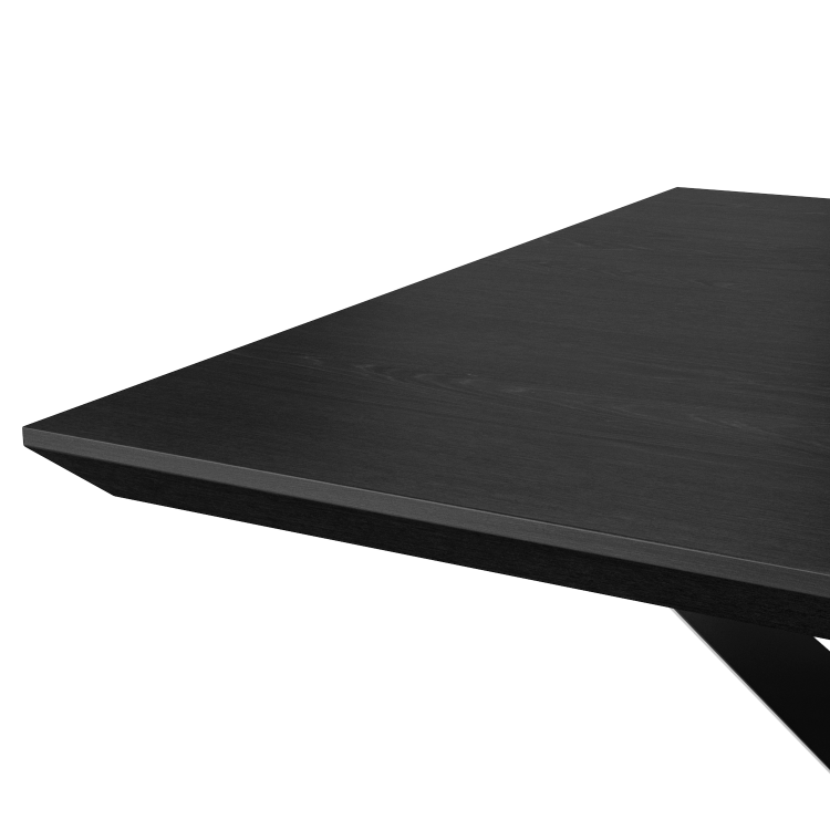 Black Dining Table with 6 Mustard Fabric Dining Chairs - Rochelle