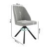 Black Oak Dining Table Set with 6 Grey Fabric Swivel Chairs - Seats 6 - Rochelle