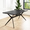 Black Oak Dining Table Set with 6 Dove Grey Faux Leather Chairs - Seats 6 - Rochelle