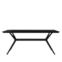 Black Oak Dining Table Set with 6 Dove Grey Faux Leather Chairs - Seats 6 - Rochelle