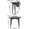 Round Black Folding Drop Leaf Dining Table with 4 Curved Wooden Spindle Dining Chairs - Rudy
