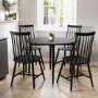 Black Drop Leaf Dining Table Set with 4 Black Spindle Back Chairs - Seats 4 - Rudy