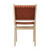 Round Oak Drop Leaf Dining Table with 4 Tan Faux Leather Dining Chairs - Rudy
