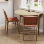 Oak Drop Leaf Dining Table Set with 2 Tan Faux Leather Chairs - Seats 2 - Rudy