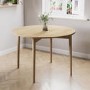 Oak Drop Leaf Dining Table Set with 2 Tan Faux Leather Chairs - Seats 2 - Rudy