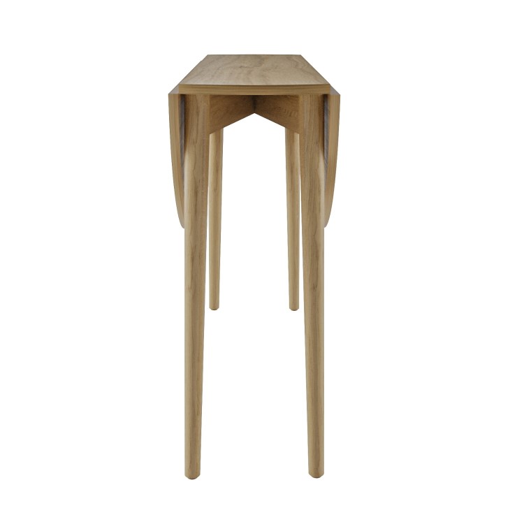 Small Oak Drop Leaf Dining Table Set with 2 Beige Upholstered Chairs - Seats 2 - Rudy