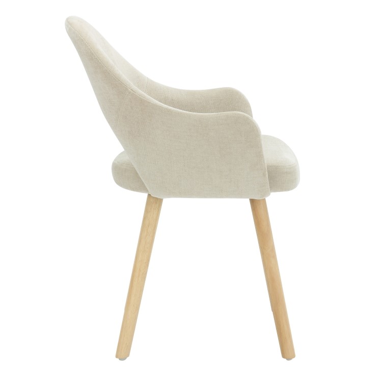 Small Oak Drop Leaf Dining Table Set with 4 Beige Upholstered Chairs - Seats 4 - Rudy