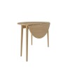 Round Oak Drop Leaf Dining Table with 2 Cream Recycled Fabric Dining Chairs - Rudy