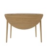 Round Oak Drop Leaf Dining Table with 2 Cream Recycled Fabric Dining Chairs - Rudy
