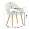 Round Oak Drop Leaf Dining Table with 2 Cream Recycled Fabric Dining Chairs - Rudy