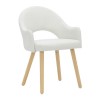 Round Oak Drop Leaf Dining Table with 2 Cream Recycled Fabric Dining Chairs - Rudy