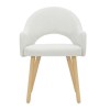 Round Oak Drop Leaf Dining Table with 2 Cream Recycled Fabric Dining Chairs - Rudy
