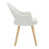 Round Oak Drop Leaf Dining Table with 2 Cream Recycled Fabric Dining Chairs - Rudy