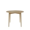 Round Oak Drop Leaf Dining Table with 2 Cream Recycled Fabric Dining Chairs - Rudy