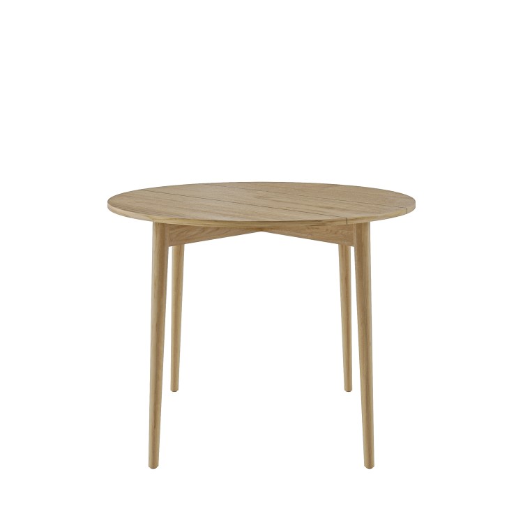 Oak Drop Leaf Dining Table Set with 2 Cream Recycled Fabric Chairs - Seats 2 - Rudy