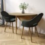 Oak Drop Leaf Dining Table Set with 2 Green Fabric Chairs - Seats 2 - Rudy