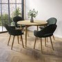 Oak Drop Leaf Dining Table Set with 4 Green Fabric Chairs - Seats 4 - Rudy