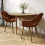 Oak Drop Leaf Dining Table Set with 2 Burnt Orange Fabric Chairs - Seats 2 - Rudy